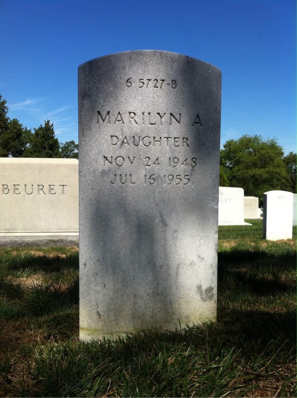 Back of headstone — Arthur Brackett