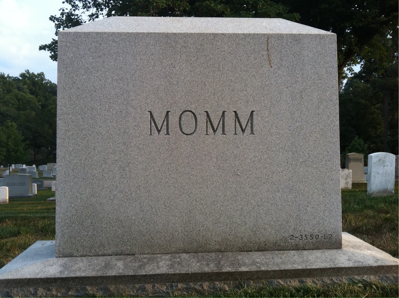 Back of headstone — Albert Momm
