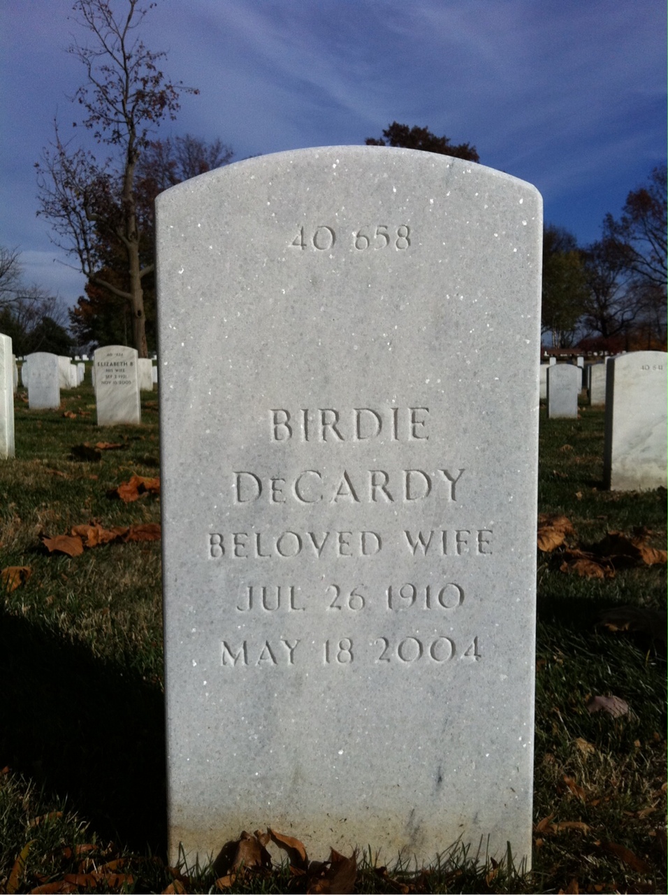 Back of headstone — Frank Reed