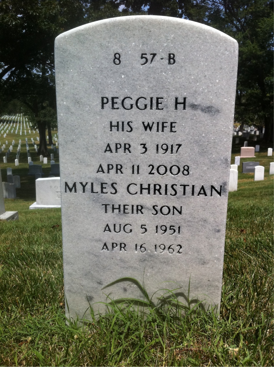 Back of headstone — John Haring