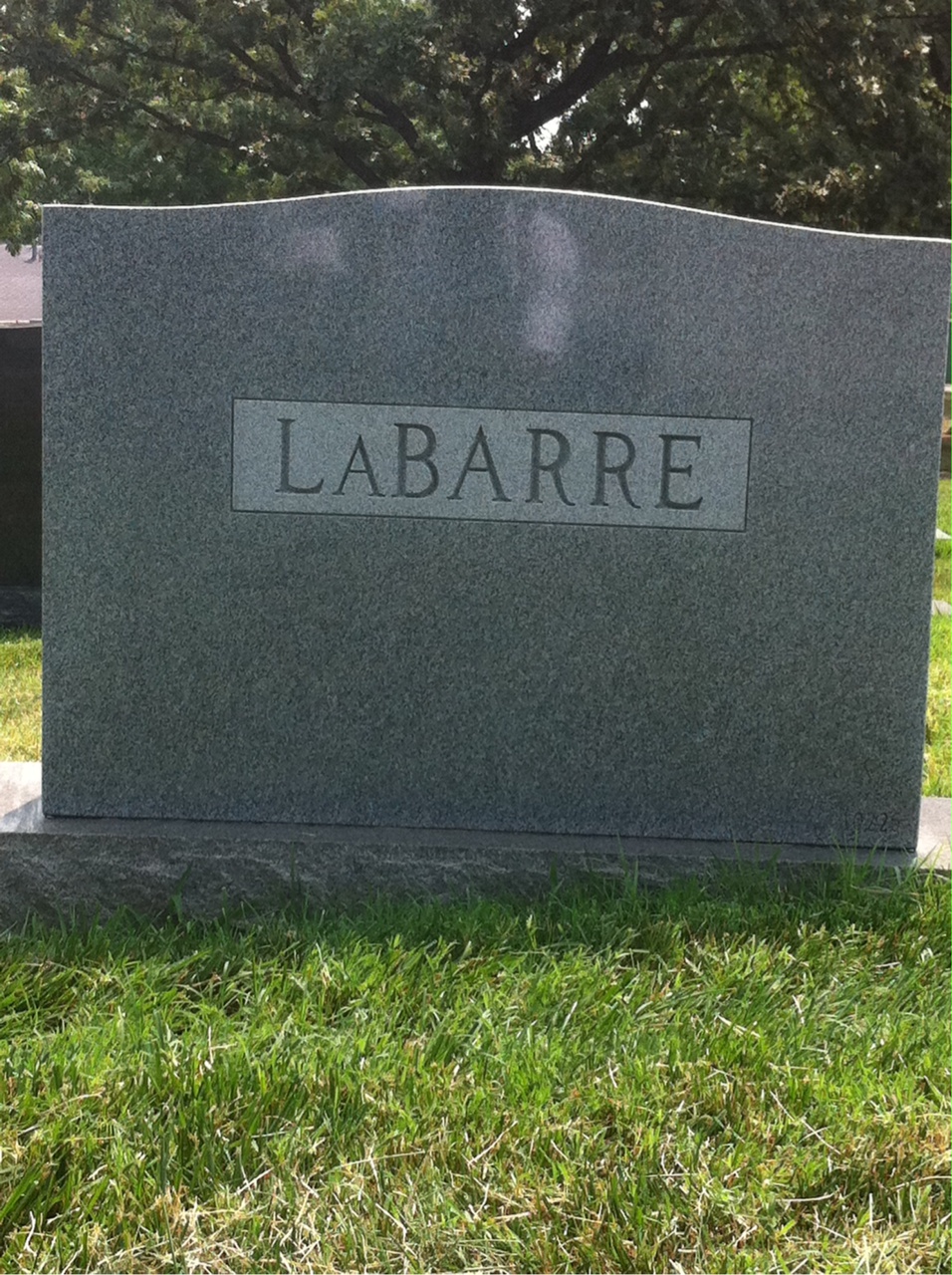 Back of headstone — Carl Labarre