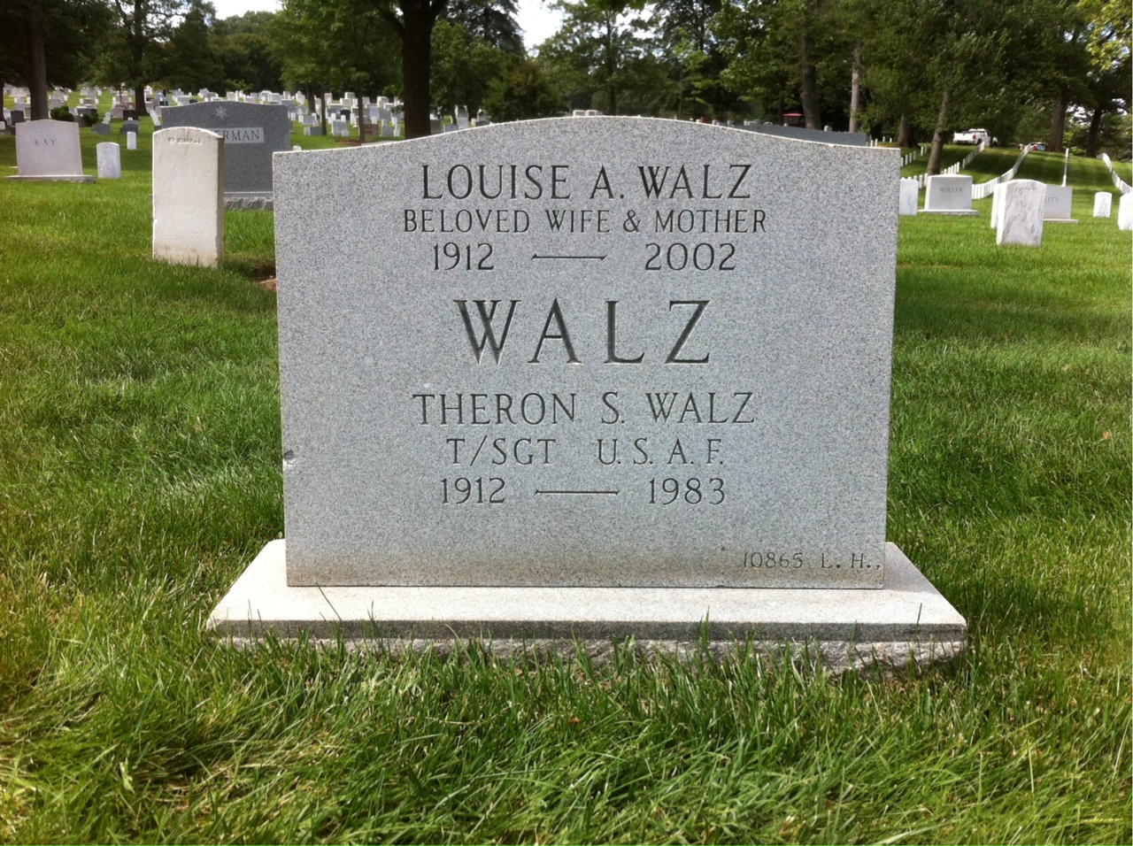 Back of headstone — Gene Walz