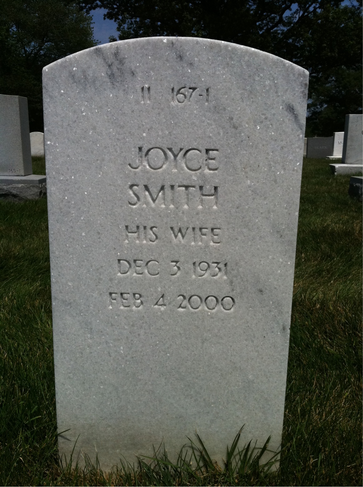 Back of headstone — William David Markle
