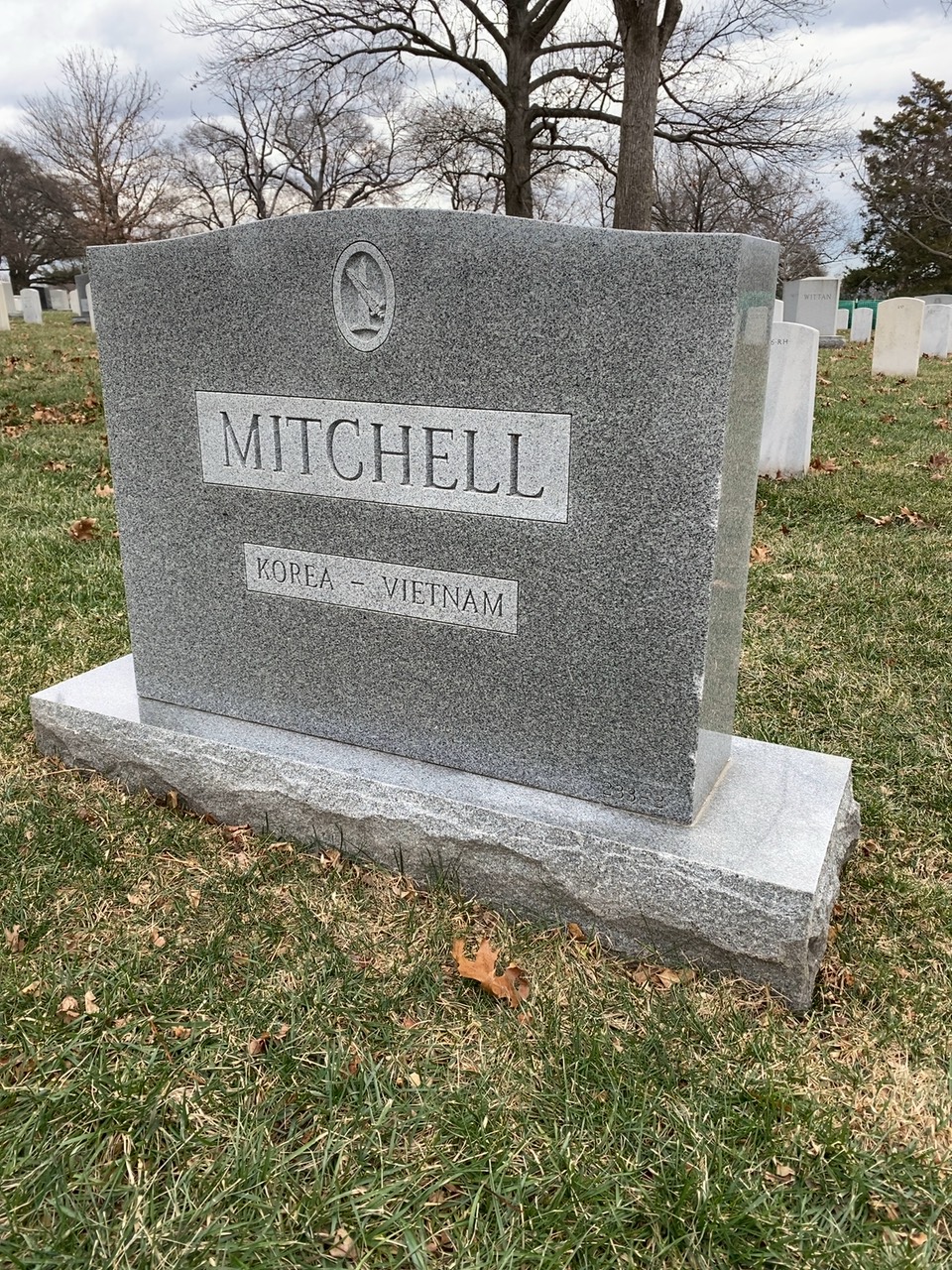 Back of headstone — Harvey Mitchell