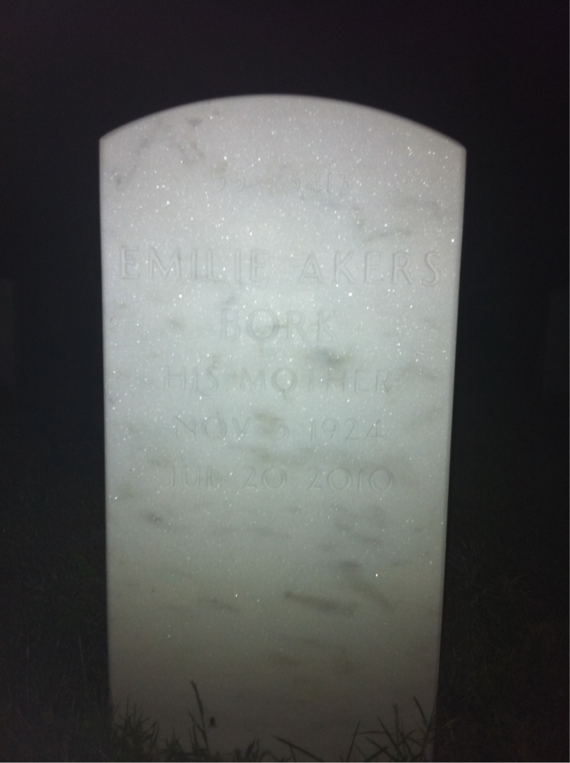 Back of headstone — Terry Akers