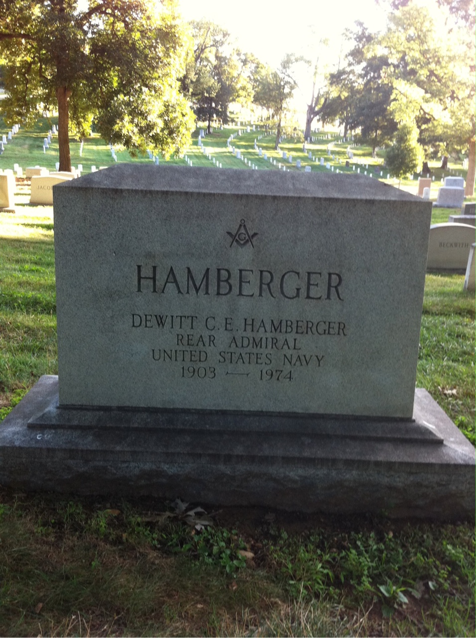 Headstone shared by 2 interments, including William F. Hamberger