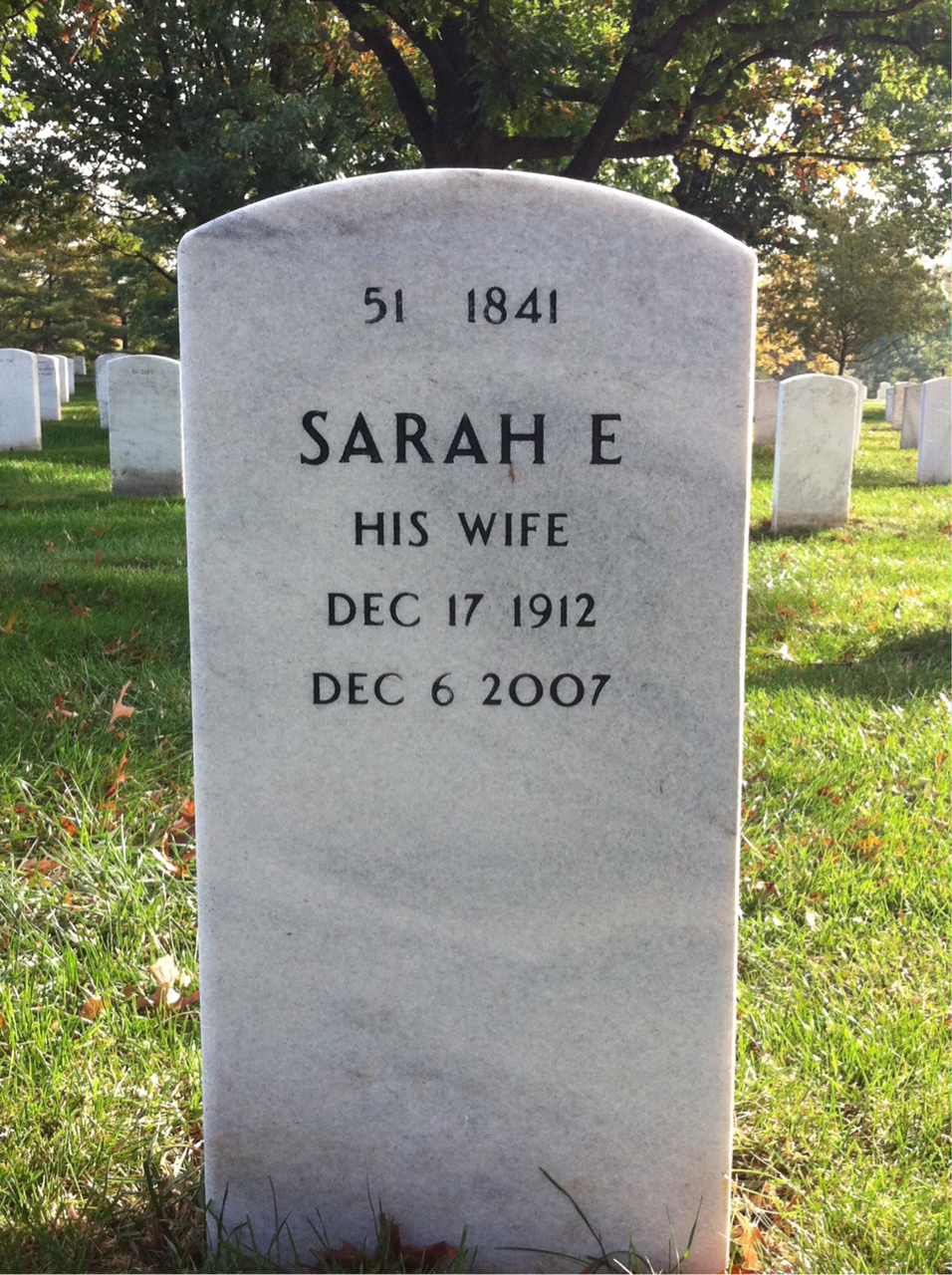 Back of headstone — Joseph Wooten