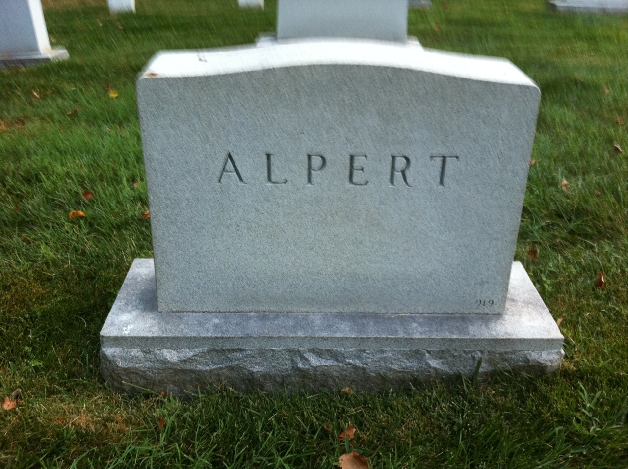 Back of headstone — Max Alpert