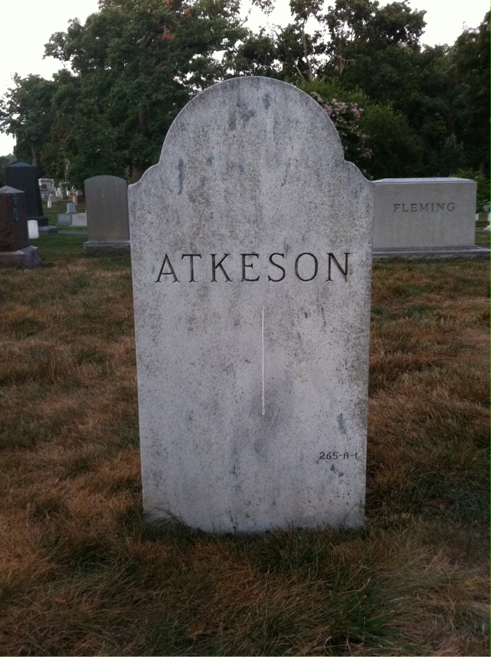 Back of headstone — Mary Atkeson