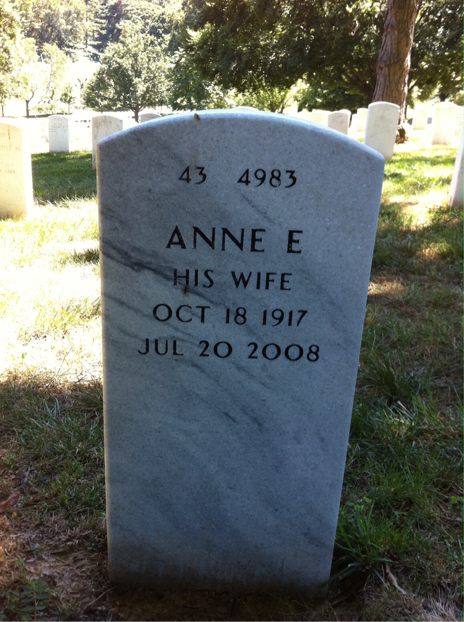 Back of headstone — Wayne Baker