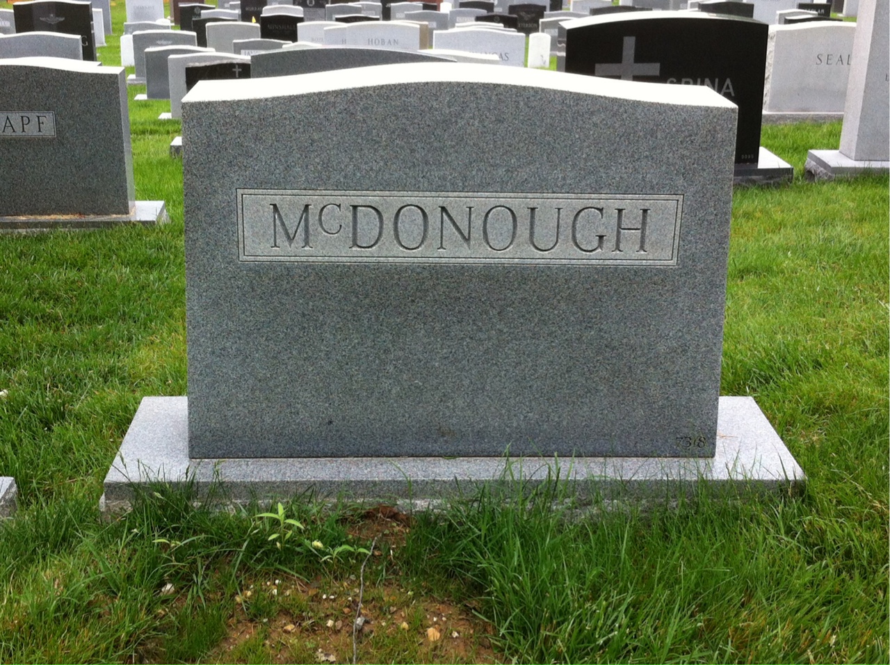 Back of headstone — Joan Lorraine Mcdonough