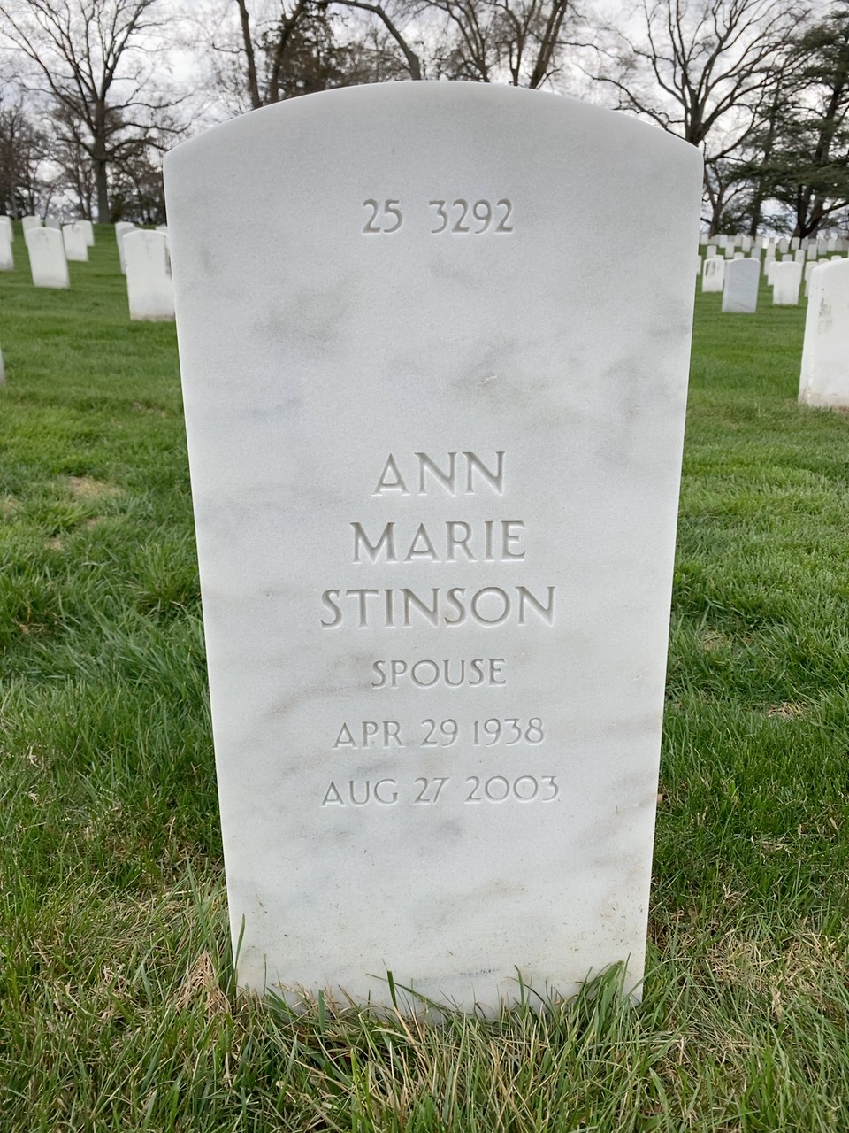 Back of headstone — George Stinson