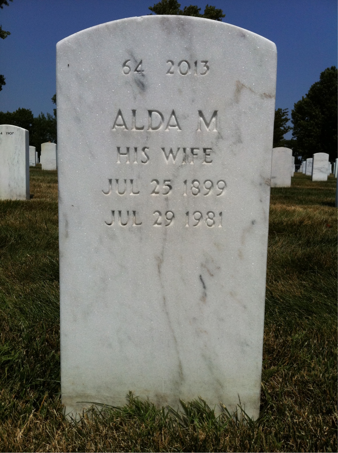 Back of headstone — William Vincent