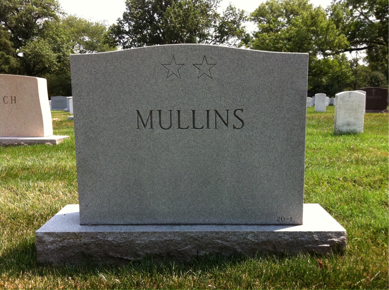 Back of headstone — Jane Mullins