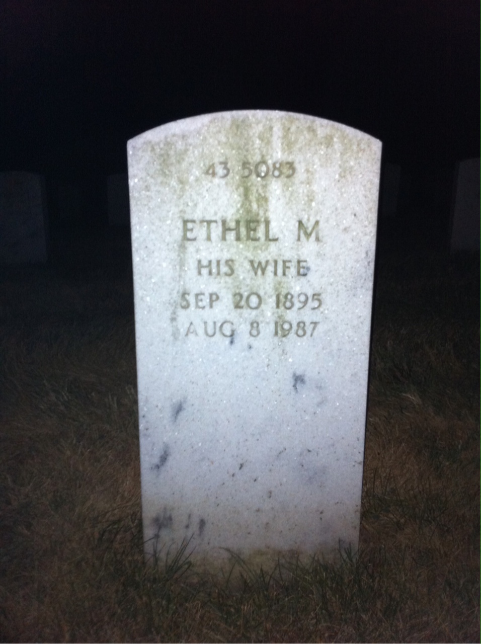Back of headstone — Allen Ayers