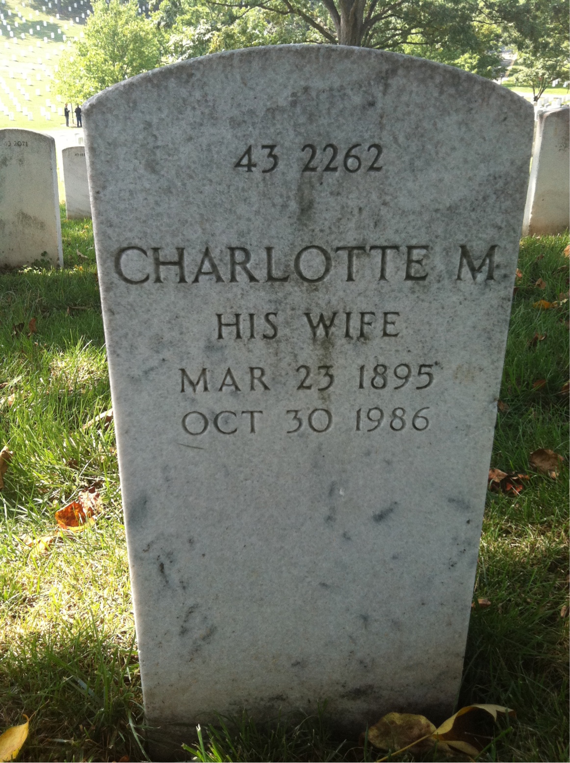 Back of headstone — Charlotte Brelsford