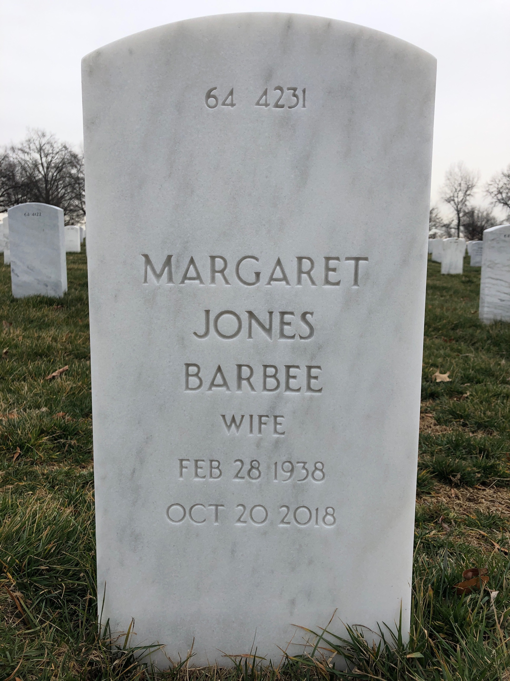 Back of headstone — Walter Barbee