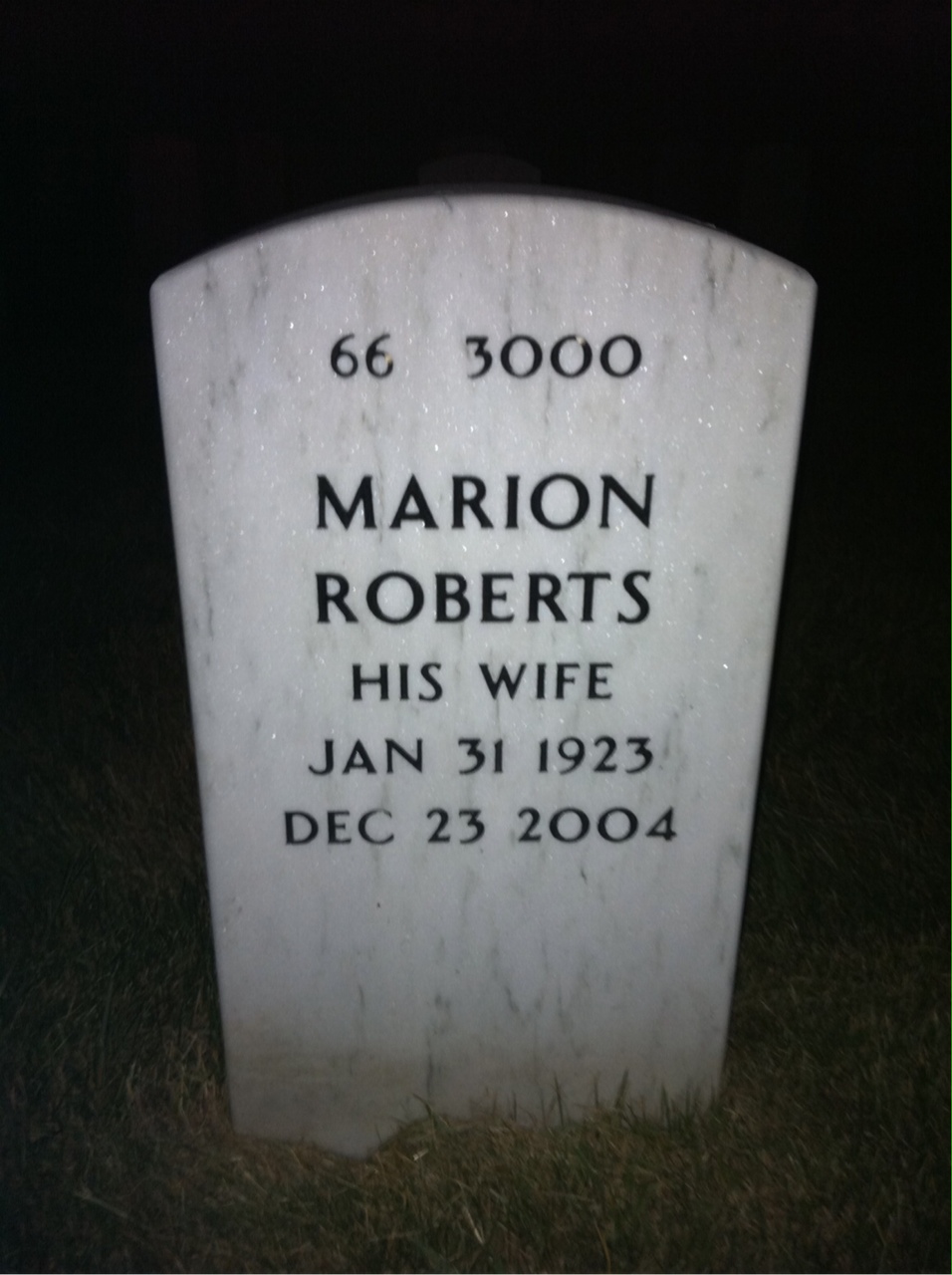 Back of headstone — James Roberts