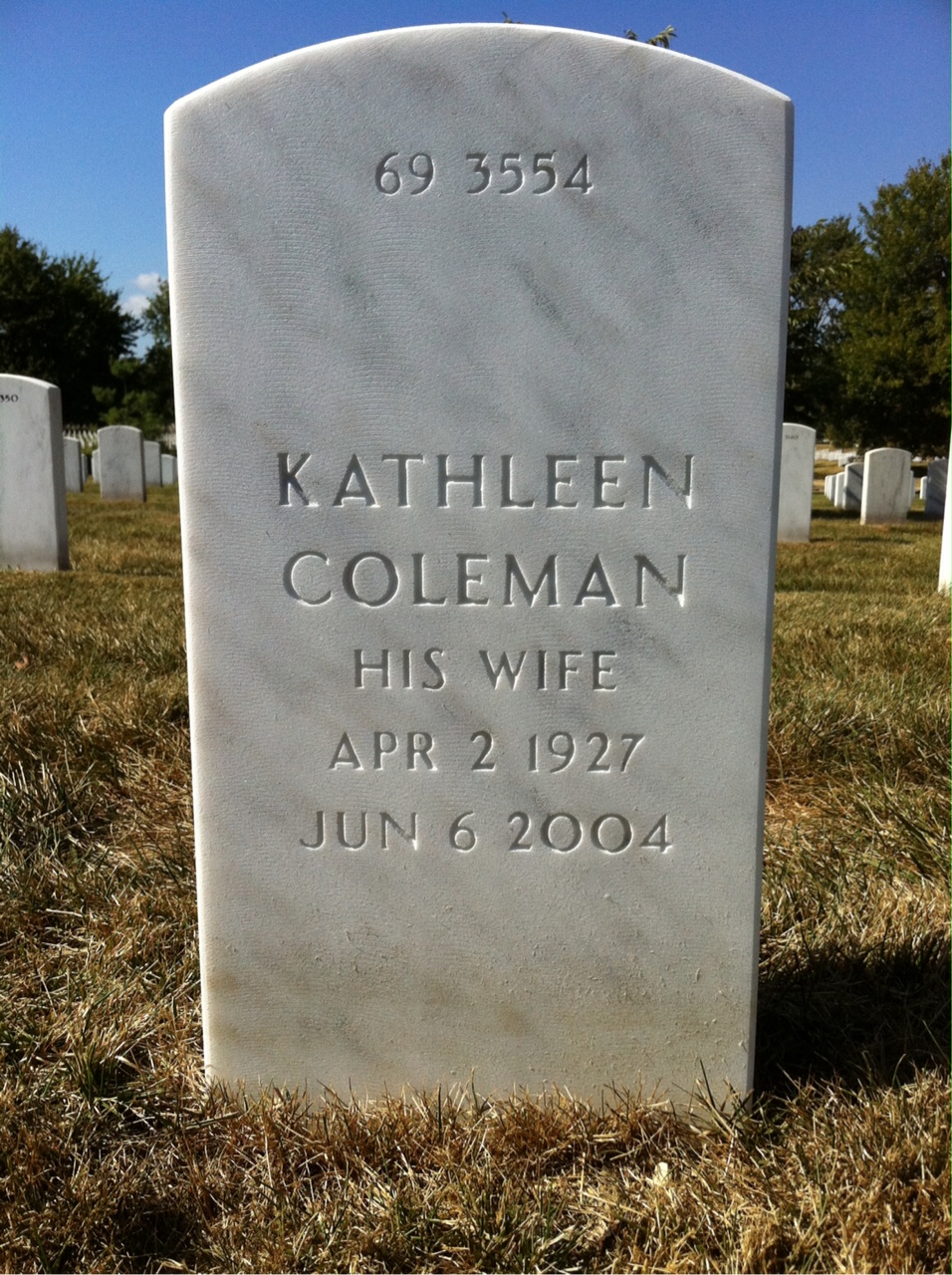 Back of headstone — Oliver Street