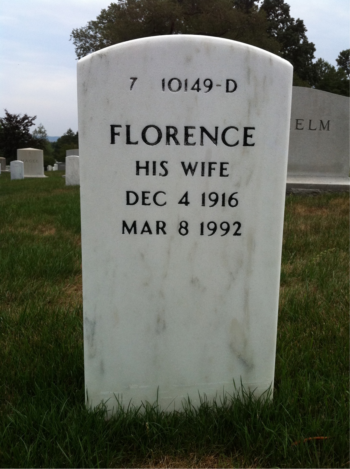 Back of headstone — Bert Sweigart