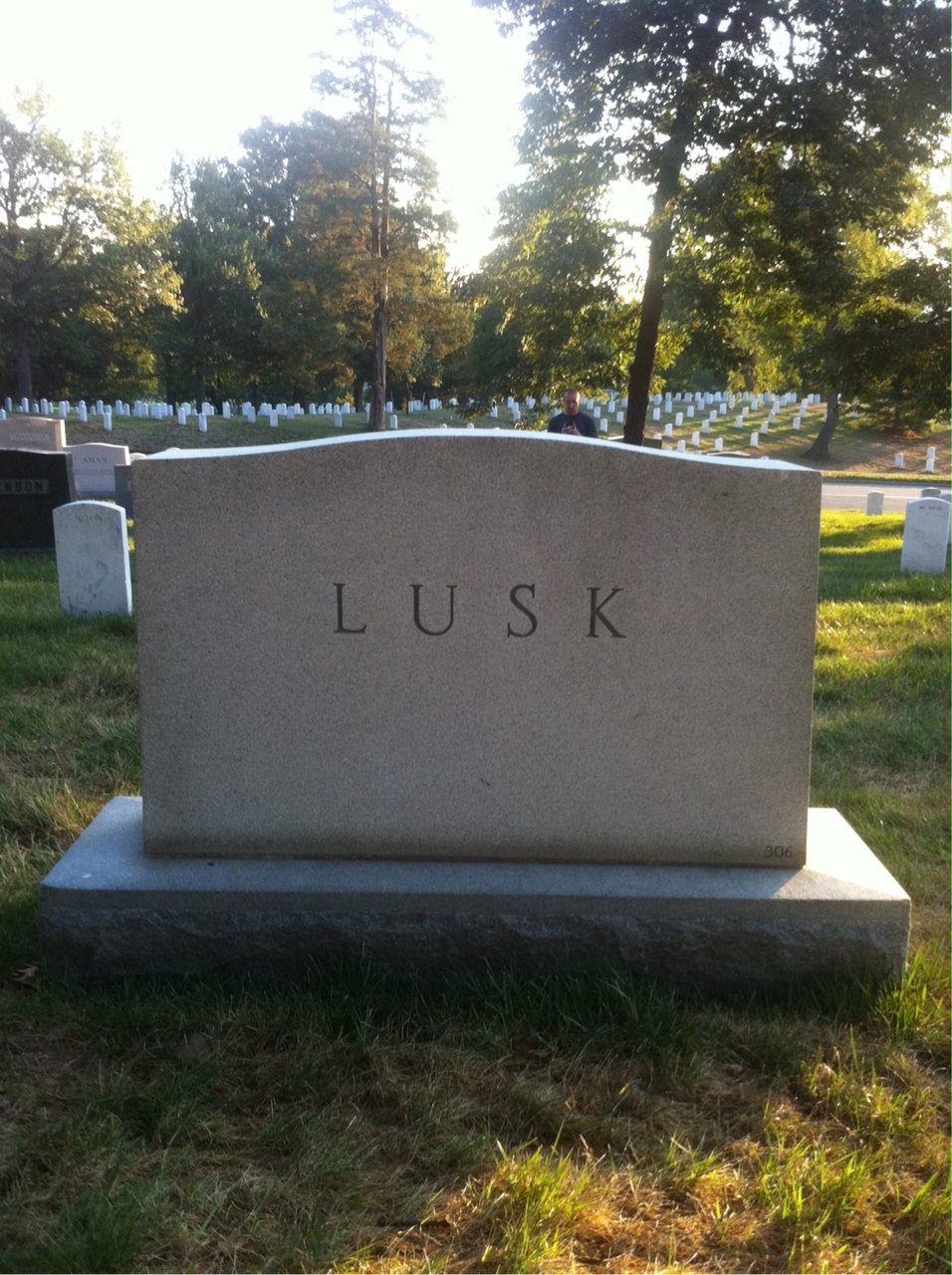 Back of headstone — Rufus S Lusk