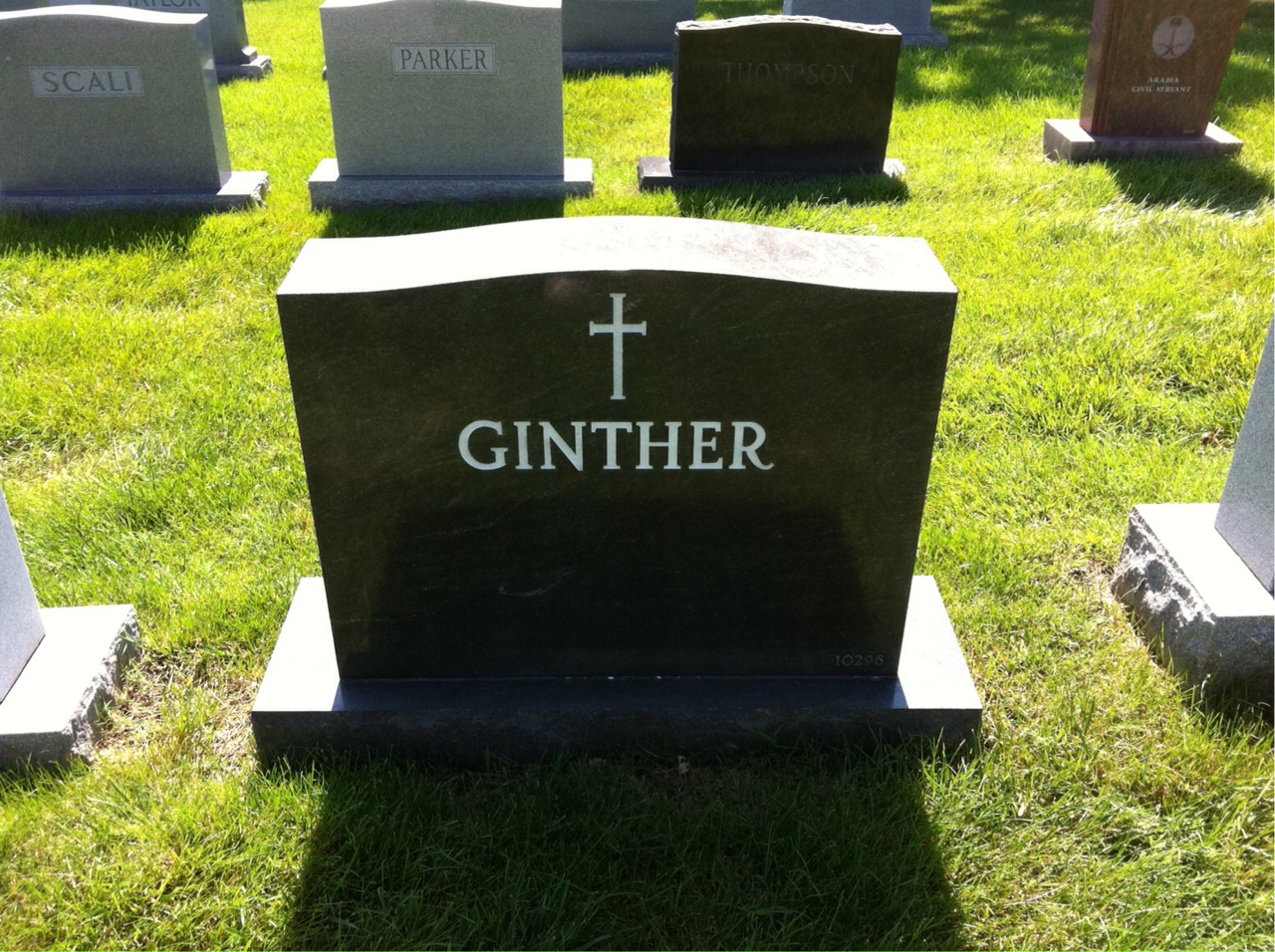 Back of headstone — Francis Ginther