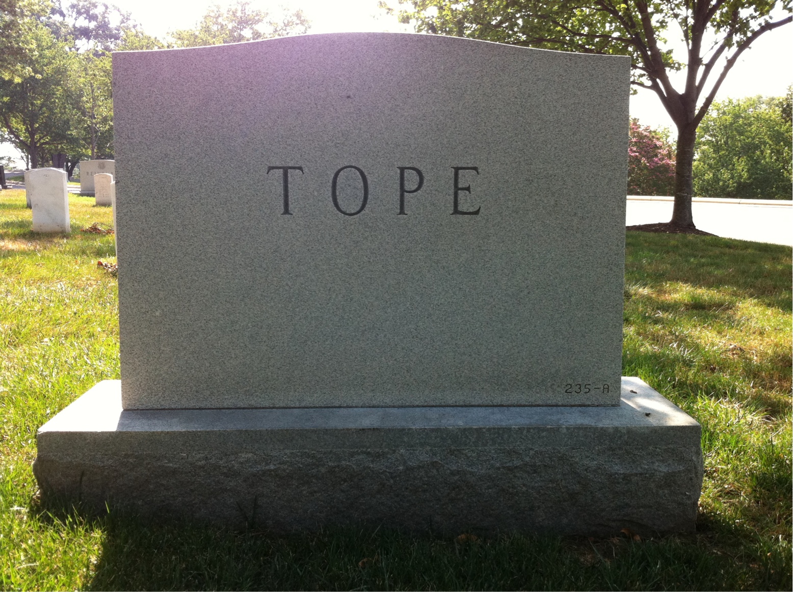 Back of headstone — William Tope