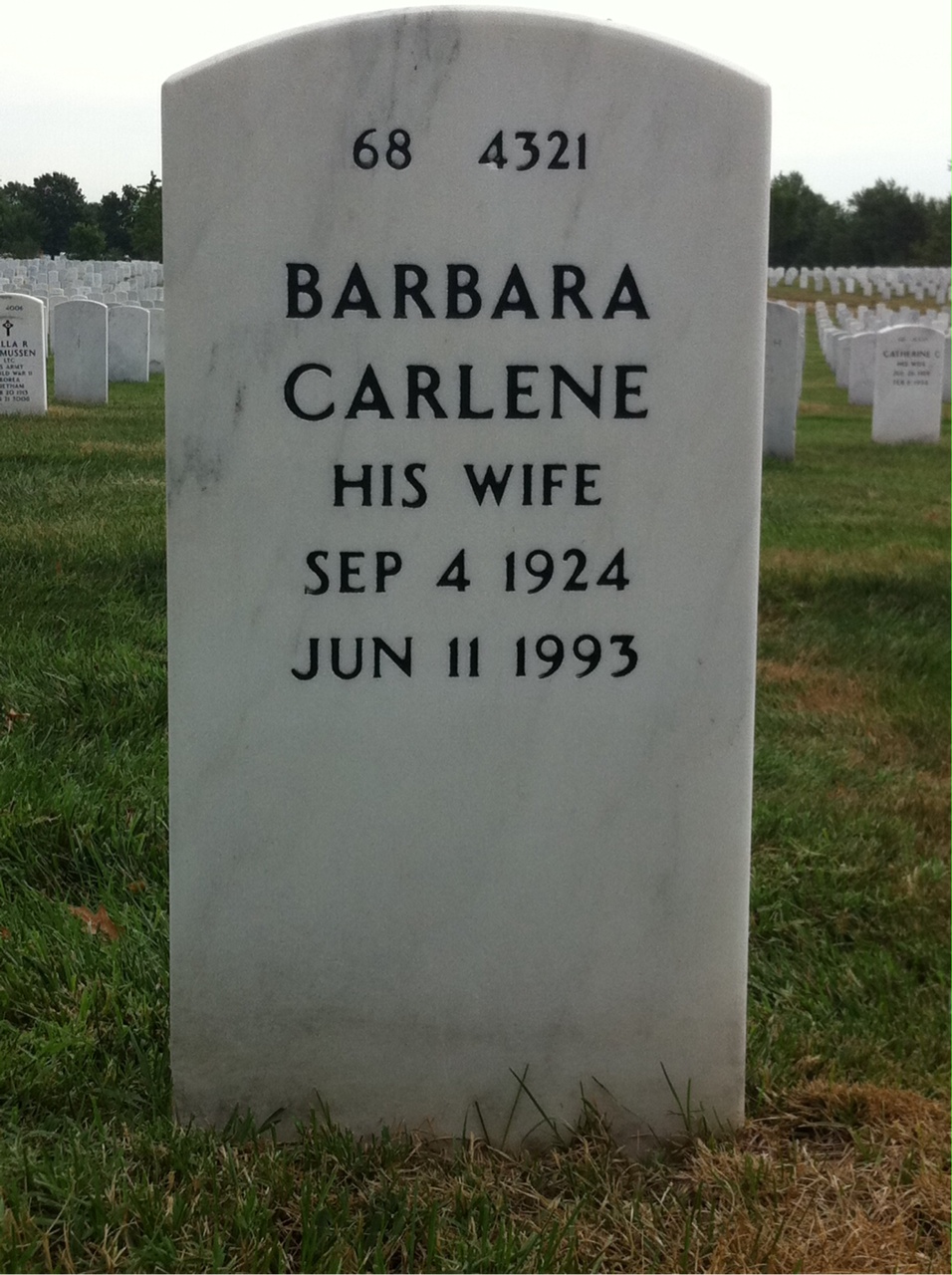 Back of headstone — George Roos