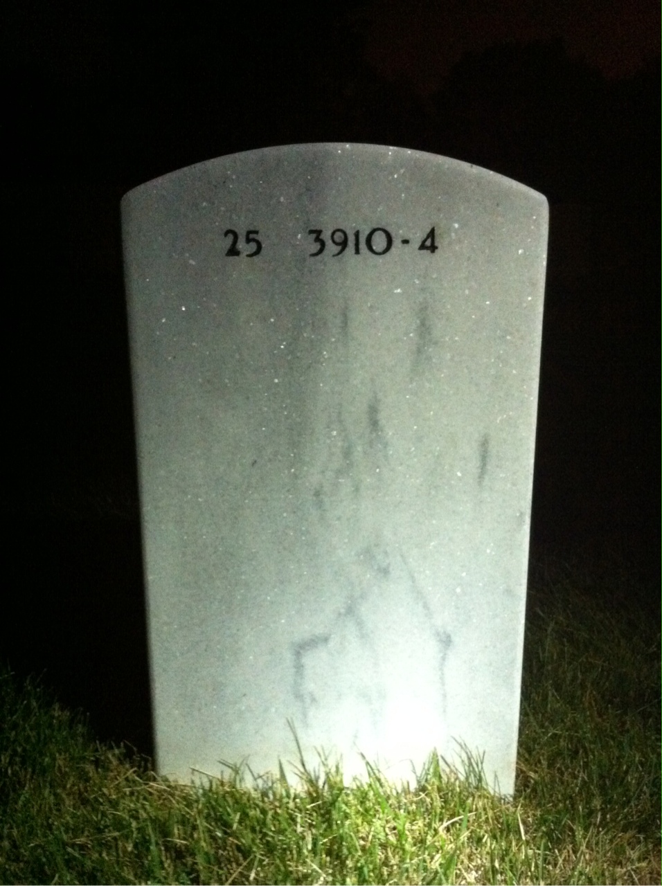 Back of headstone — James Harrington