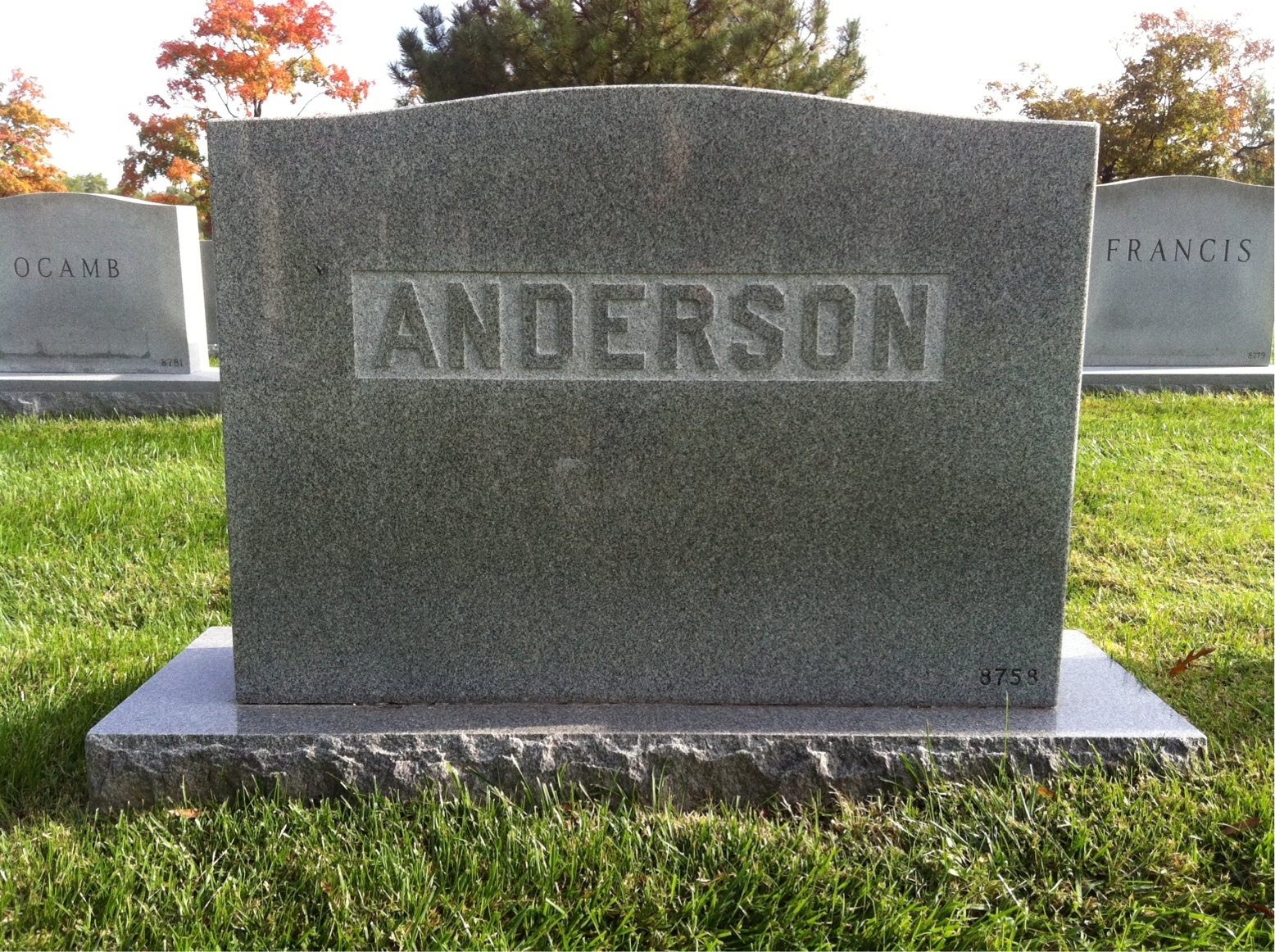 Back of headstone — Robert Anderson