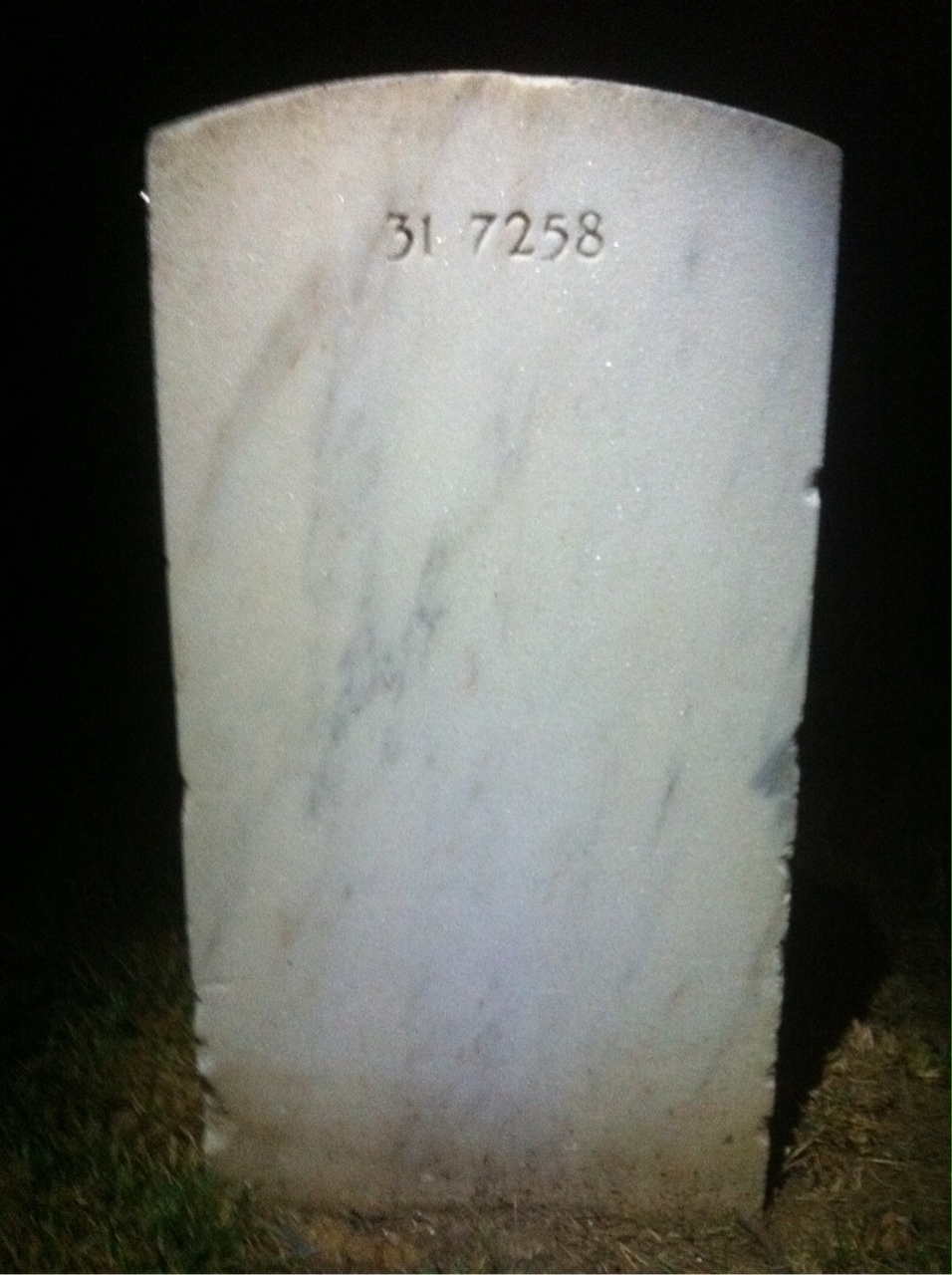 Back of headstone — William Adams