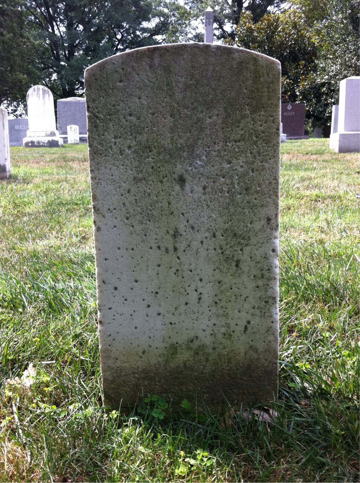 Back of headstone — William Miller