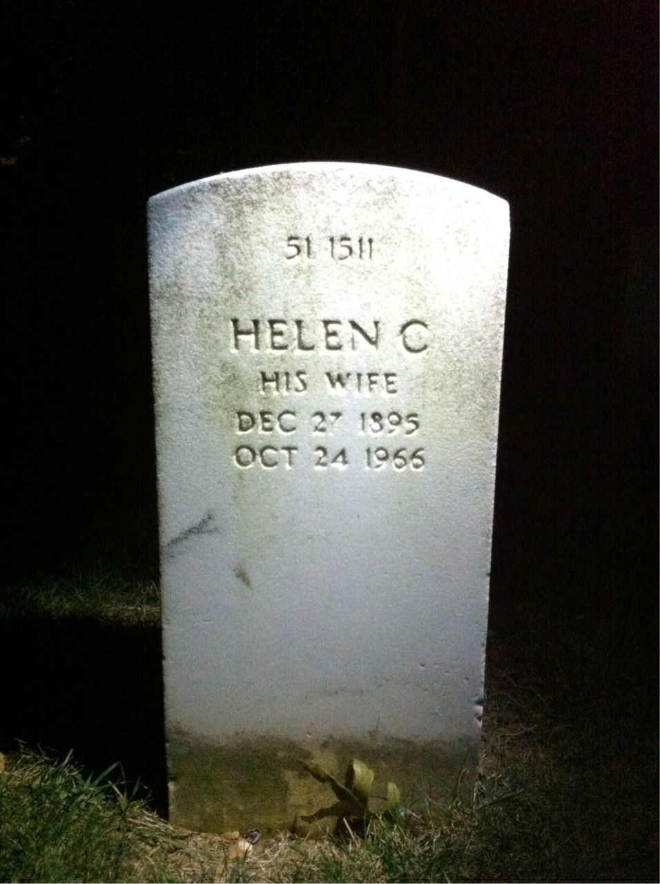 Back of headstone — William J Regan