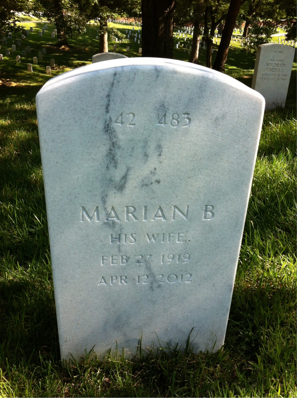Back of headstone — John Adams