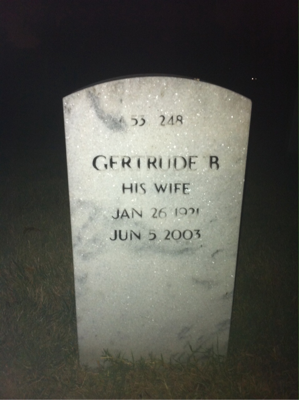 Back of headstone — Gertrude Millette
