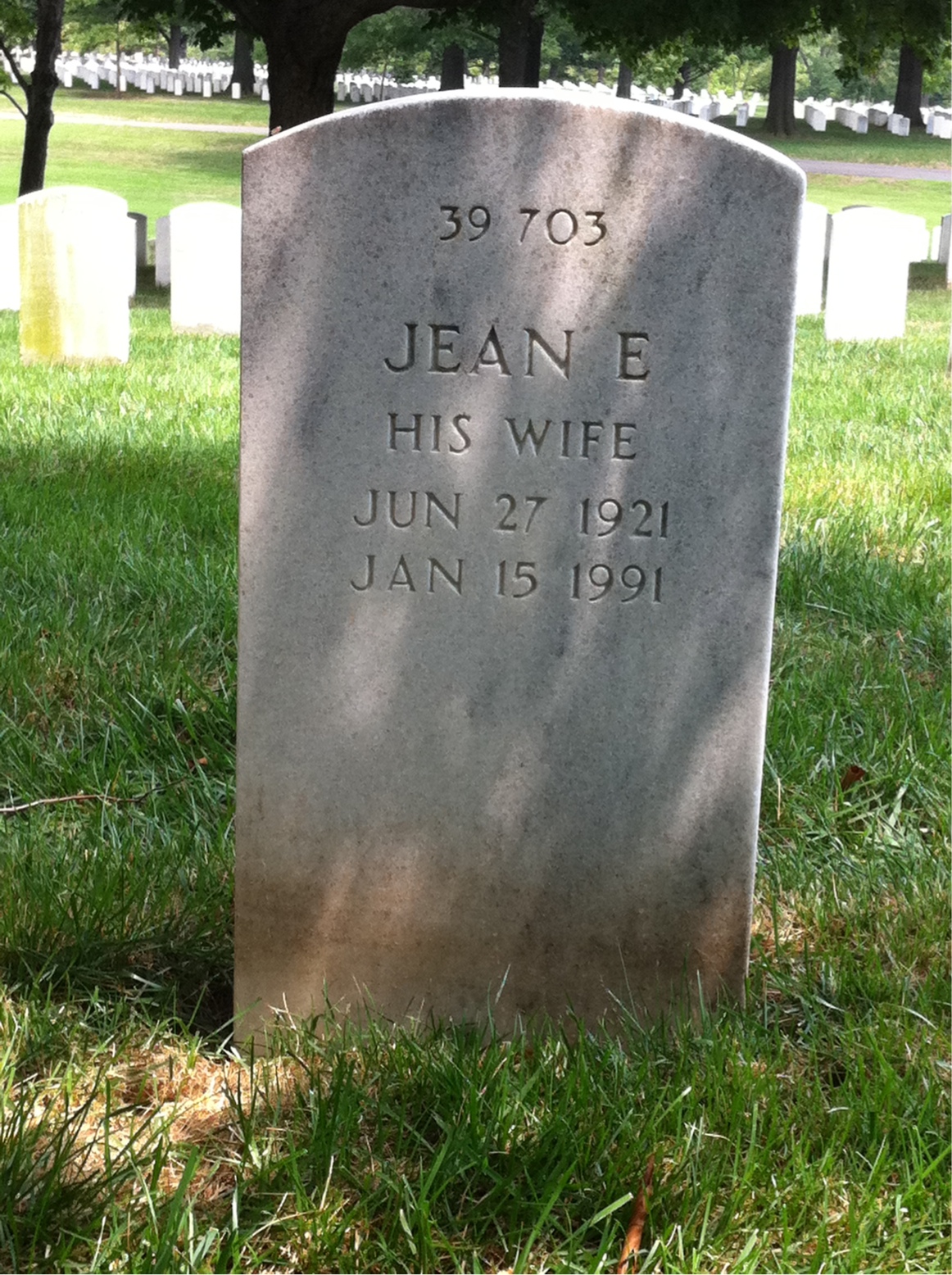 Back of headstone — Jean Mull