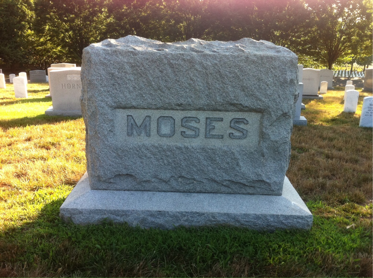 Back of headstone — Maria Moses