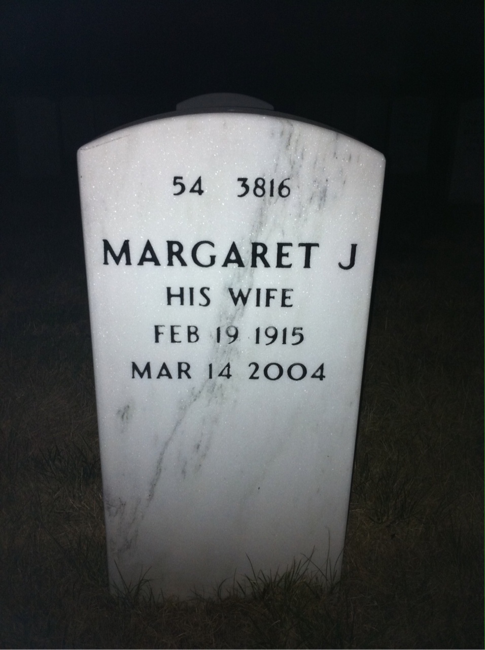Back of headstone — Martin Aden