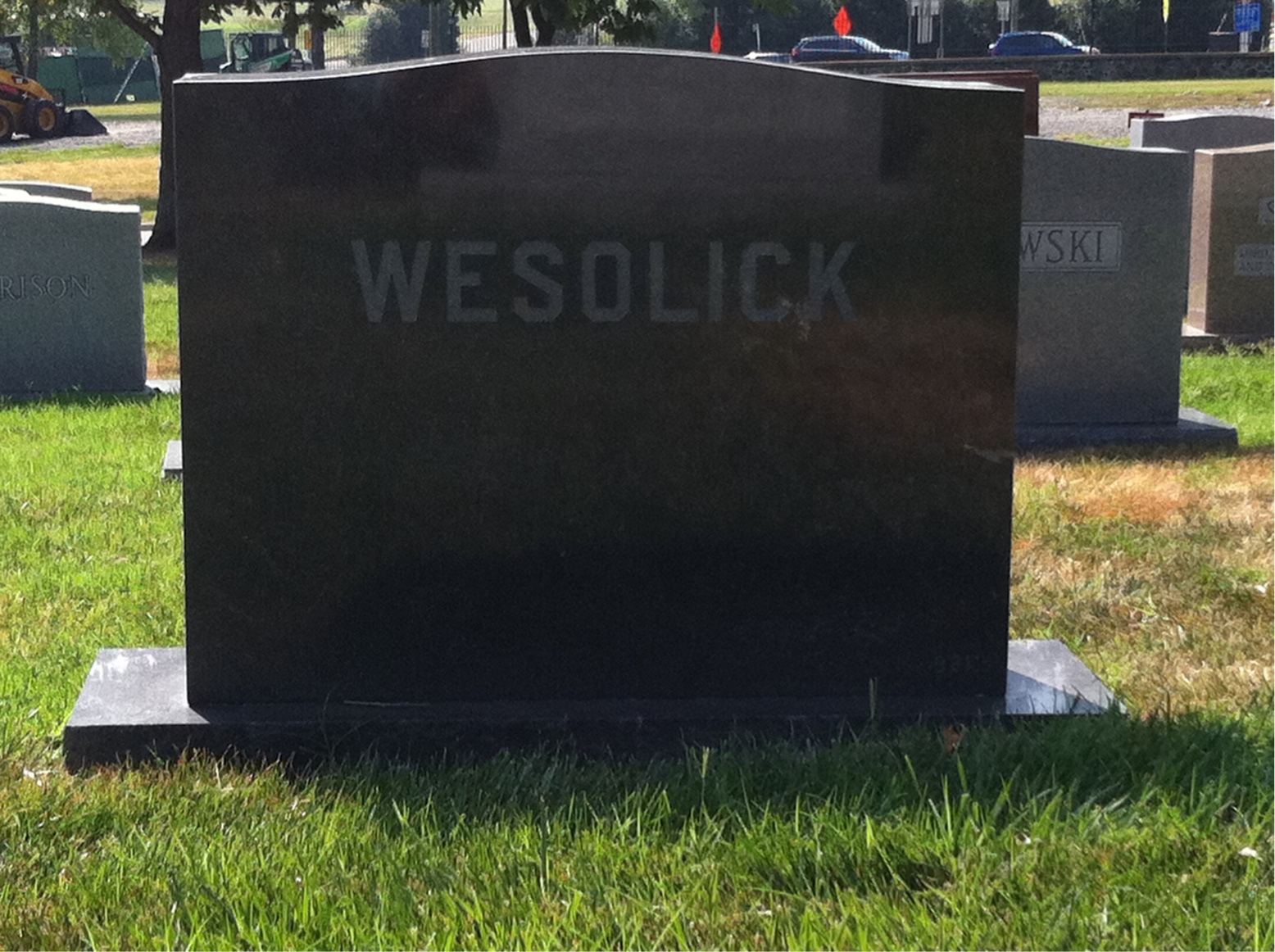 Back of headstone — Vincent Jerome Wesolick