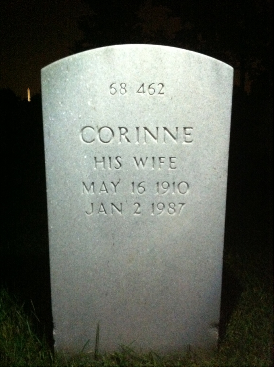 Back of headstone — Corinne Mudge