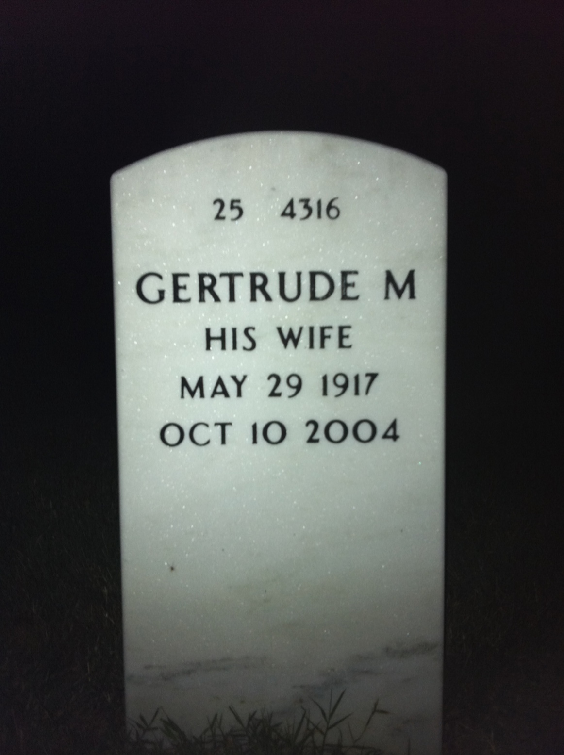 Back of headstone — Rudolph Koerner