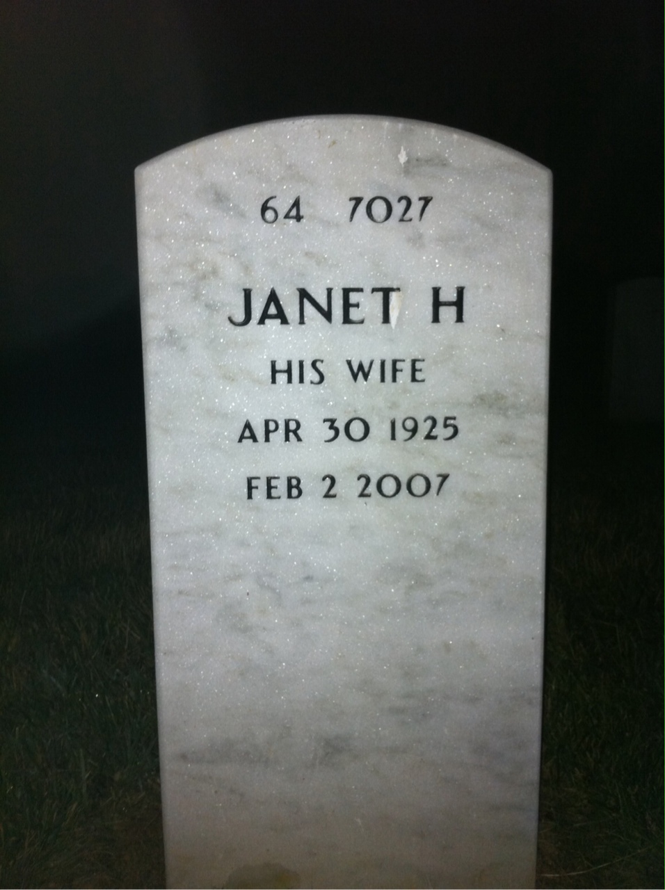 Back of headstone — George Hines