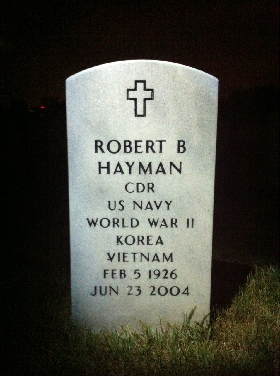 Back of headstone — Robert Hayman