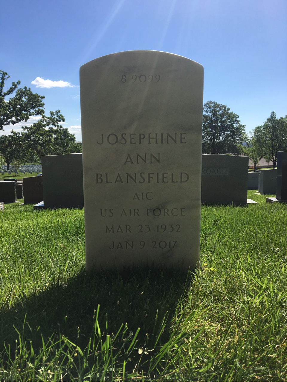 Back of headstone — William F Blansfield