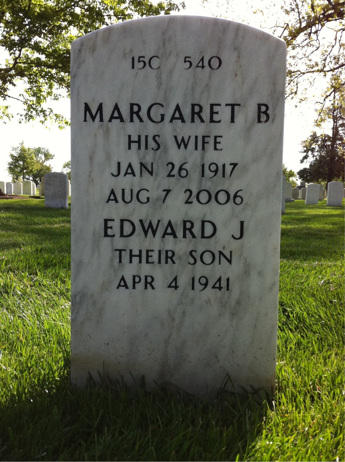 Back of headstone — Edward Gunde