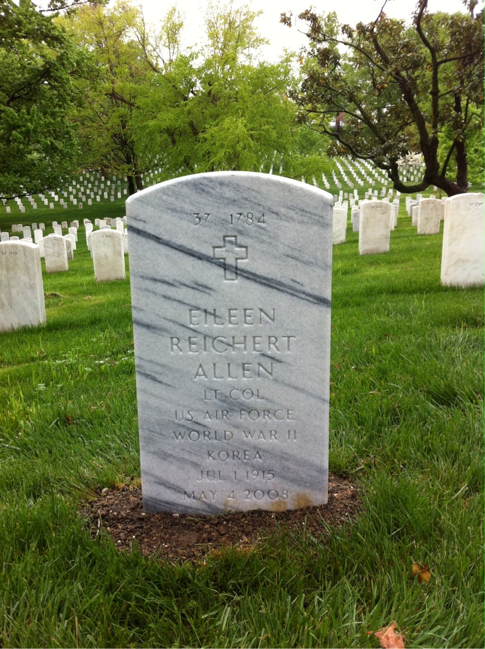 Back of headstone — Eileen Allen