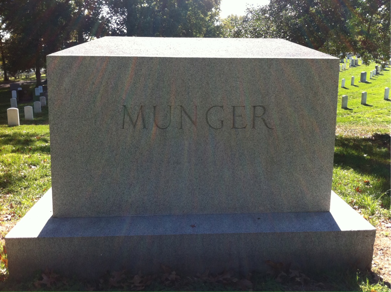 Back of headstone — Clare Munger