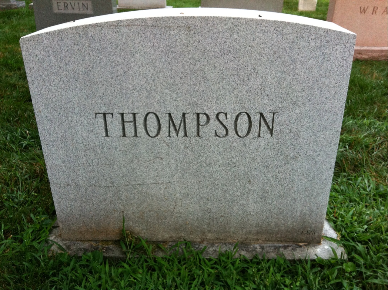 Back of headstone — Robert R Thompson