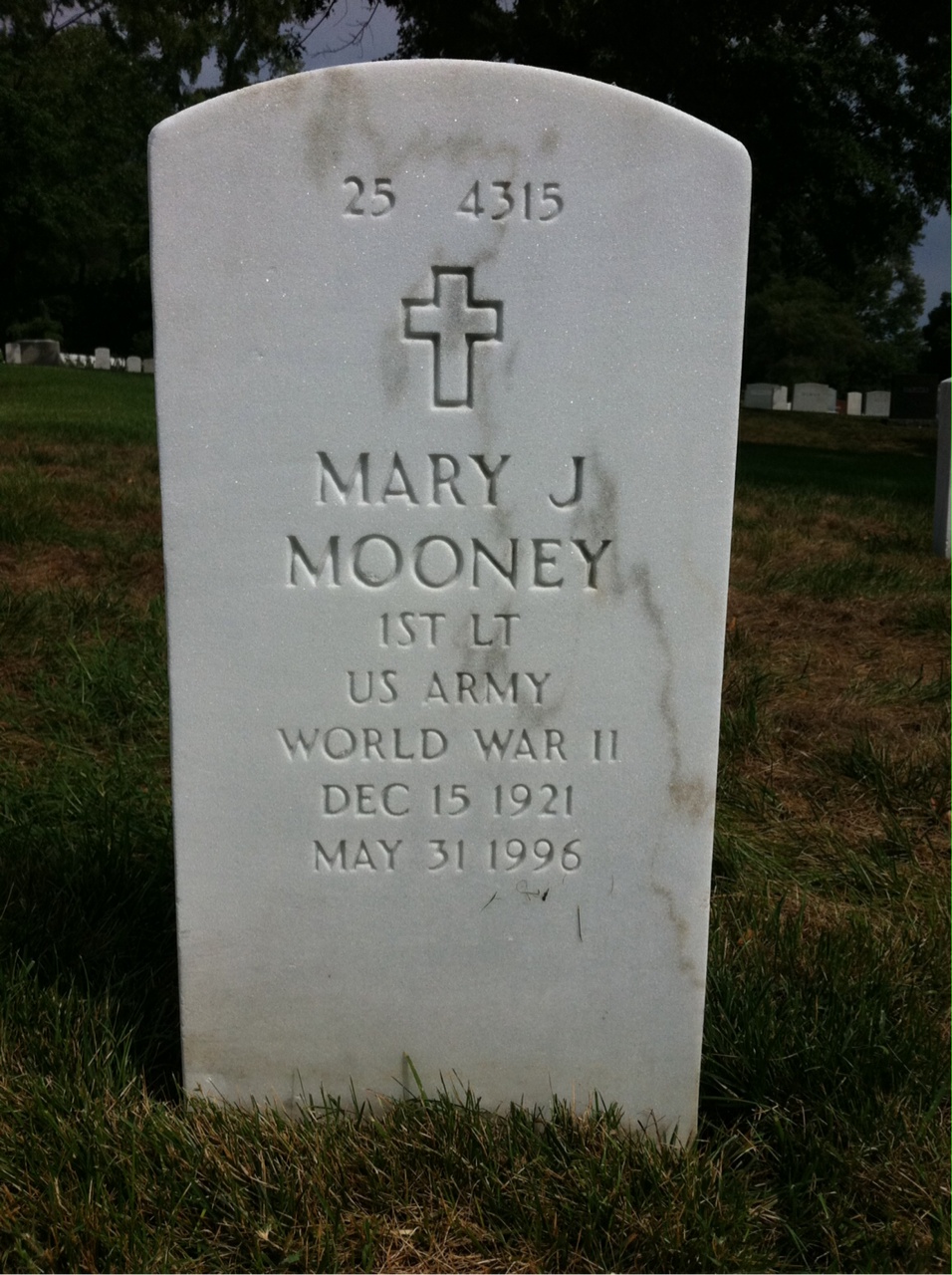 Back of headstone — Joseph Mooney