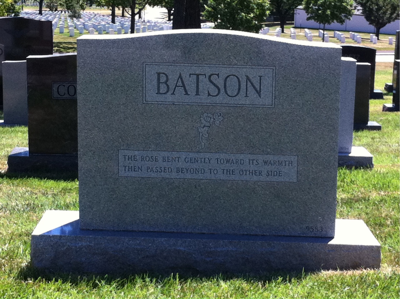 Back of headstone — Adin Batson